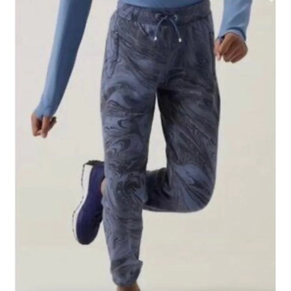 Athleta Girl Blue Black Marble Swirl Jogger Sweatpants XXL 16 Gym Lounge Sporty